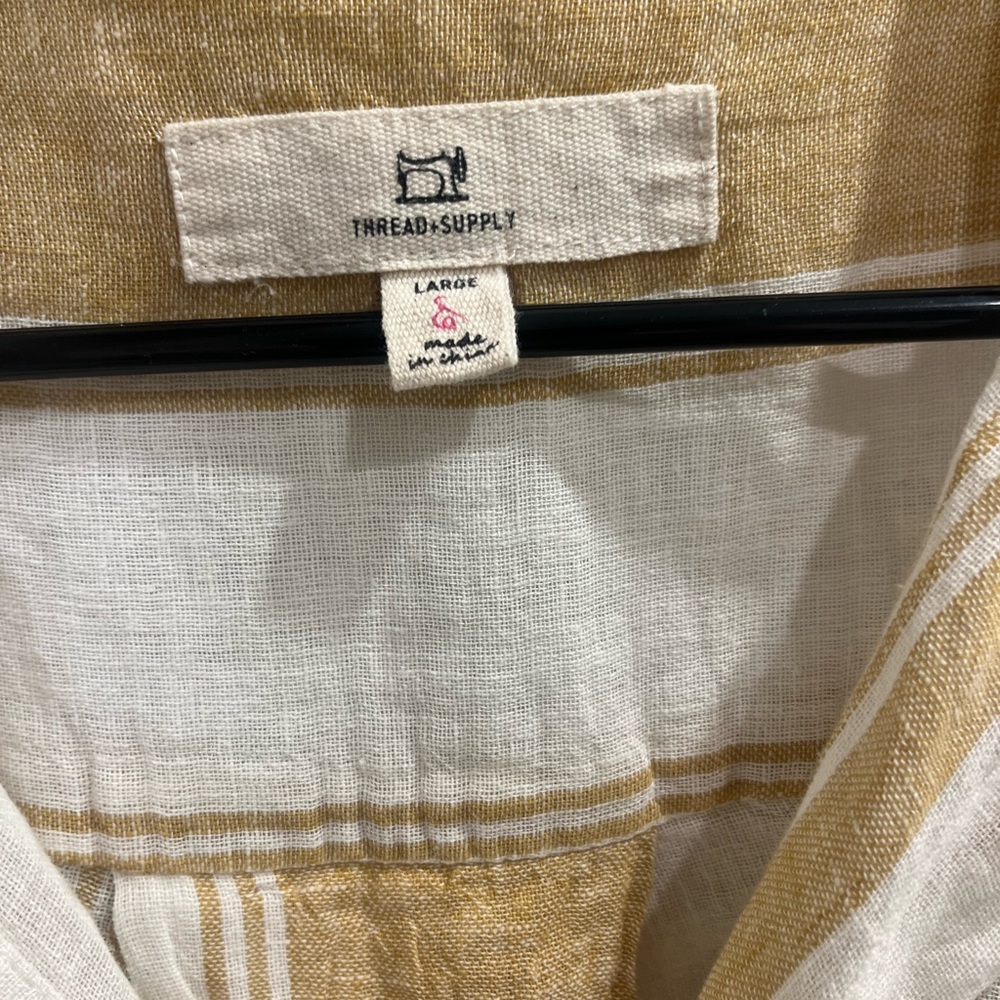 Thread & Supply Linen Blend Striped Button Up | Size Large - Picture 4 of 9